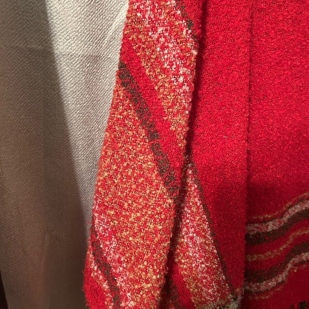 Simply Noelle Red Fringed Poncho - Picture 4 of 6